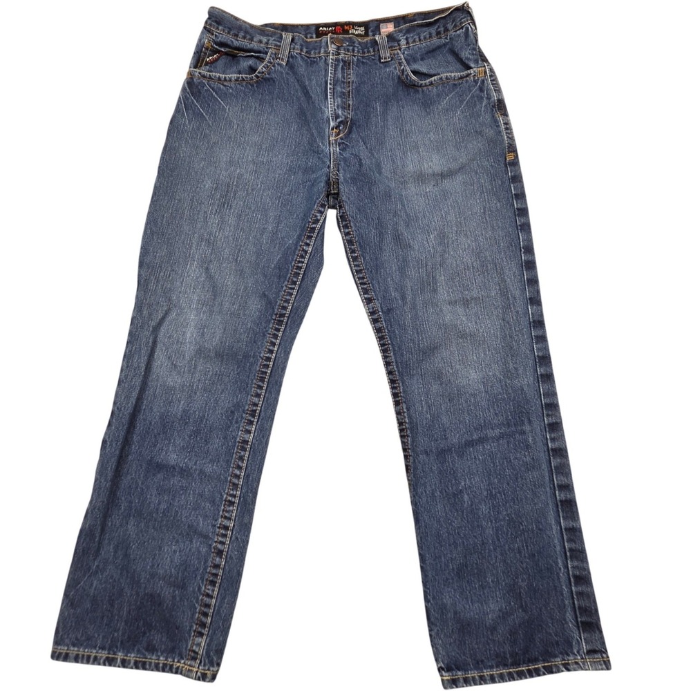 Ariat FR M3 Loose Straight Mens Blue Jeans 38x32 Work Flame Resistant CAT2 2112